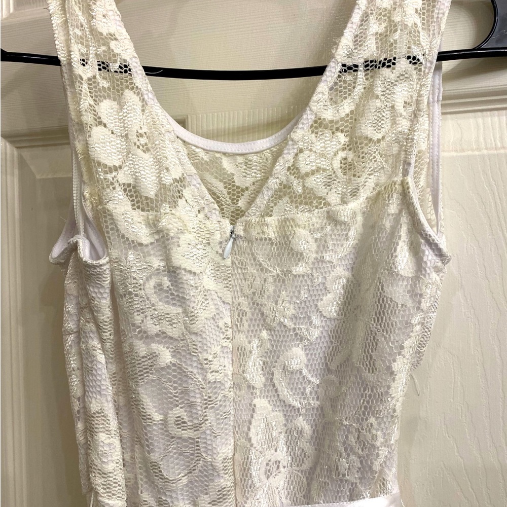 White semi formal lace dress. Size 2X. Altered to a size L